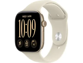 Apple Watch Series 12 GPS, 42mm Aluminium Case with Sand Sport Band M/L - Light Gold