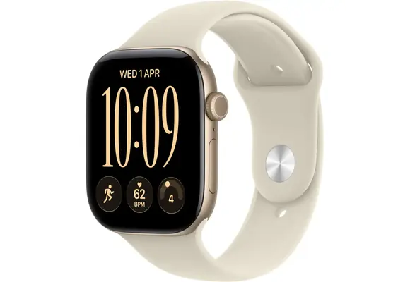 Apple Watch Series 12 GPS, 42mm Aluminium Case with Sand Sport Band M/L - Light Gold