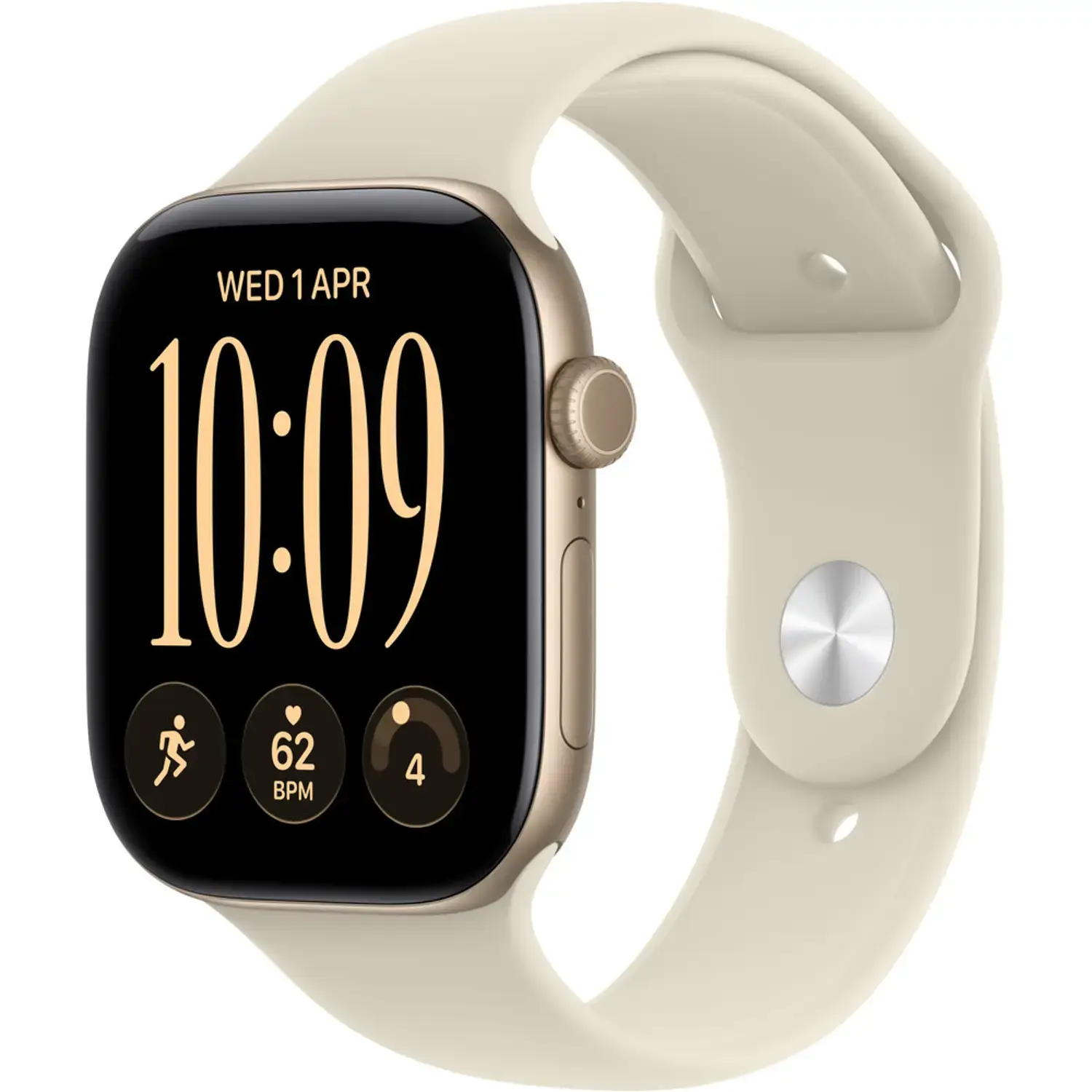 Apple Watch Series 12 GPS, 42mm Aluminium Case with Sand Sport Band M/L - Light Gold