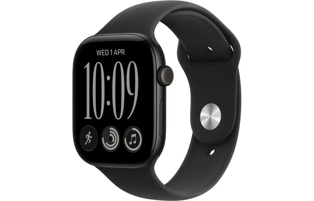 Apple Watch Series 12 GPS, 46mm Aluminium Case with Black Sport Band M/S - Black