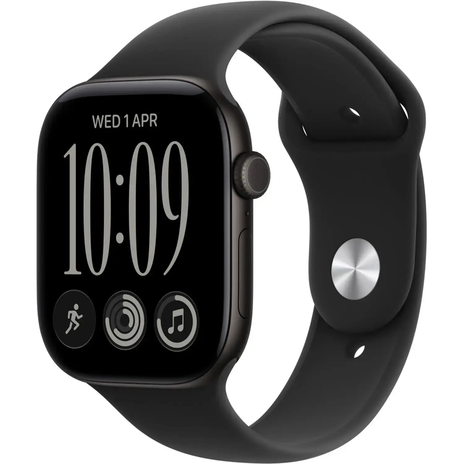 Apple Watch Series 12 GPS, 46mm Aluminium Case with Black Sport Band M/S - Black