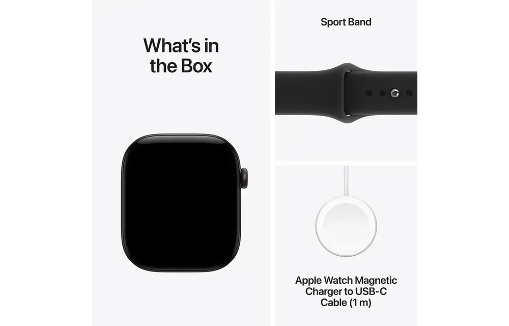 Apple Watch Series 12 GPS, 46mm Aluminium Case with Black Sport Band M/S - Black