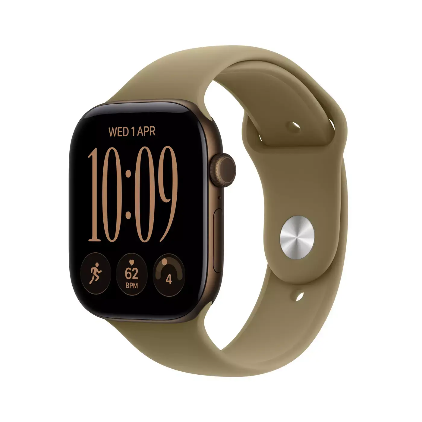 Apple Watch Series 12 GPS, 46mm Aluminium Case with Olive Sport Band M/S - Dark Bronze