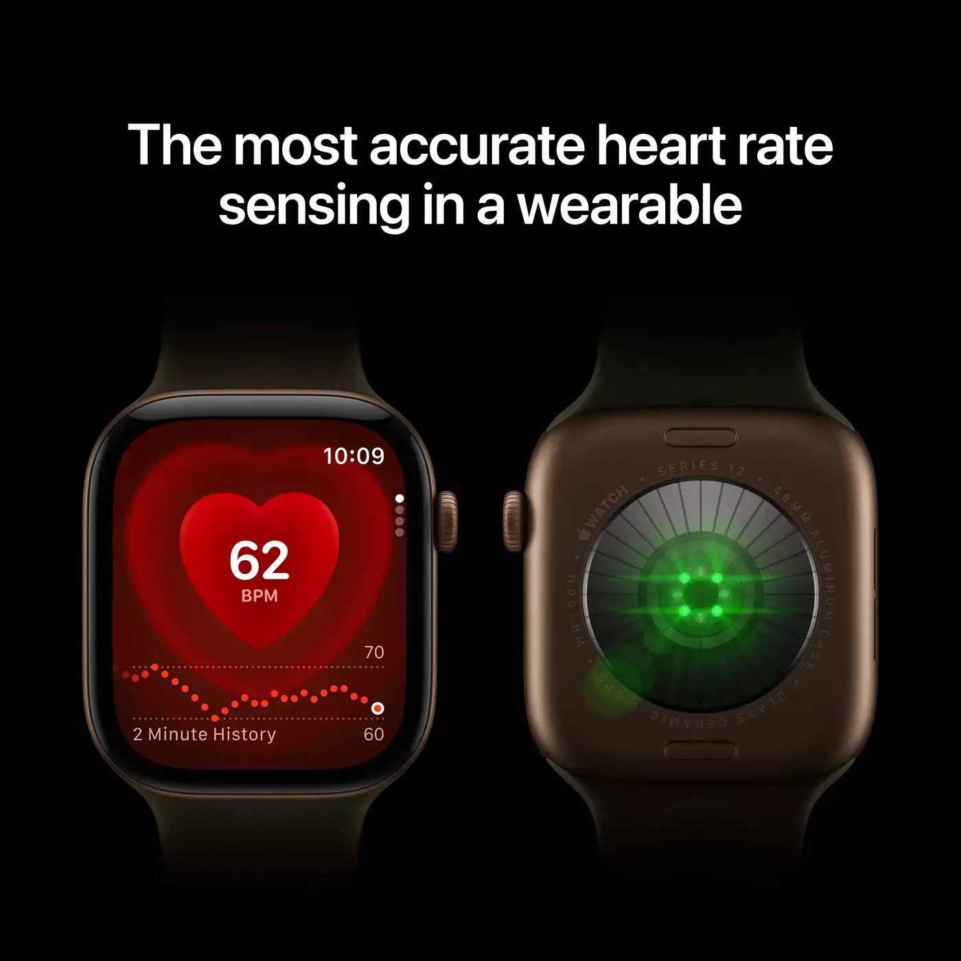 Apple Watch Series 12 GPS, 46mm Aluminium Case with Olive Sport Band M/S - Dark Bronze