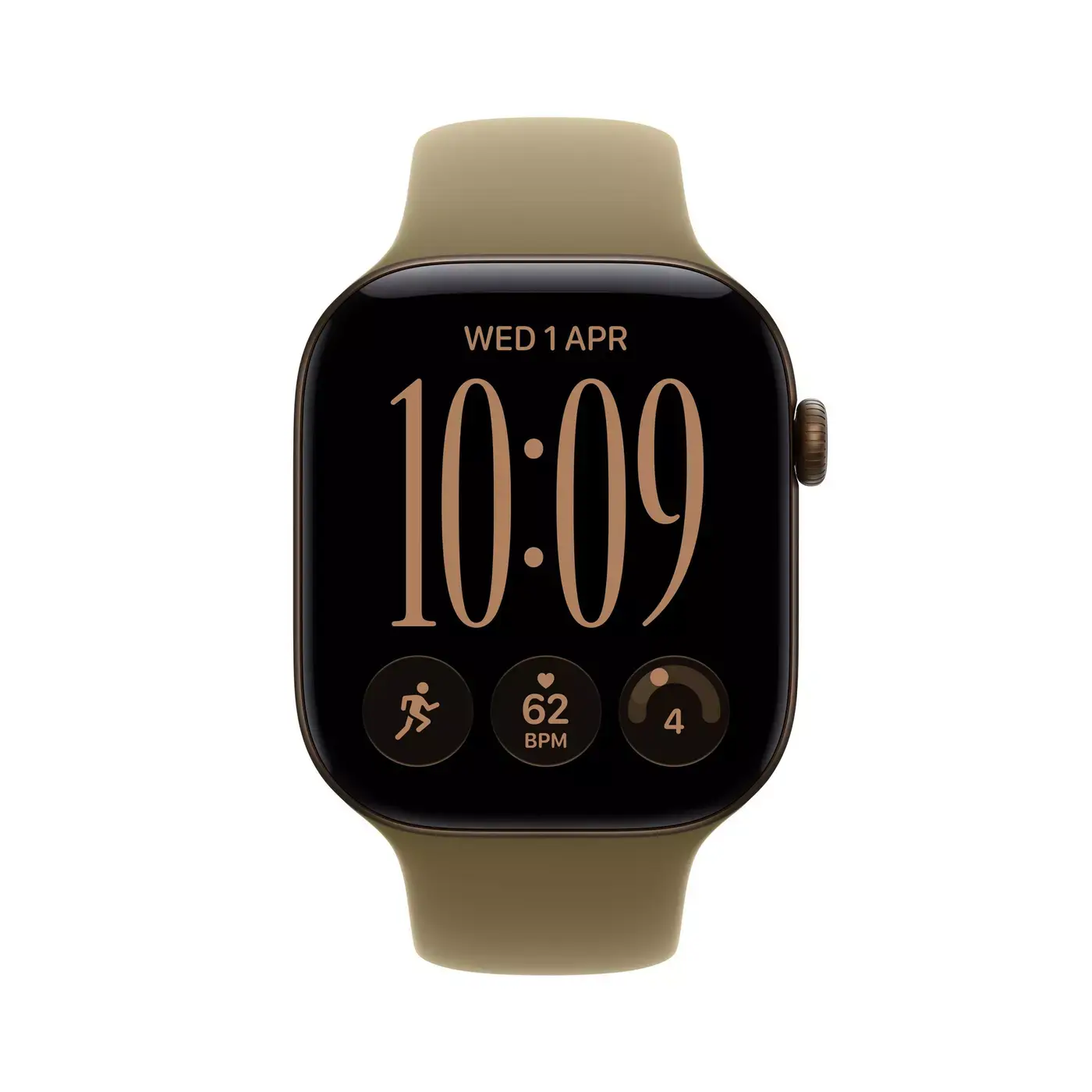 Apple Watch Series 12 GPS, 46mm Aluminium Case with Olive Sport Band M/S - Dark Bronze