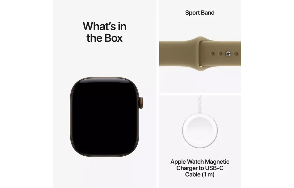 Apple Watch Series 12 GPS, 46mm Aluminium Case with Olive Sport Band M/S - Dark Bronze