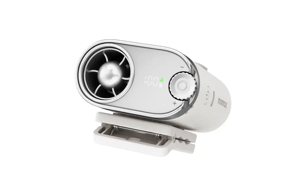 Momax 1 Go Clip High Speed Waist Clip Mini Fan - White
