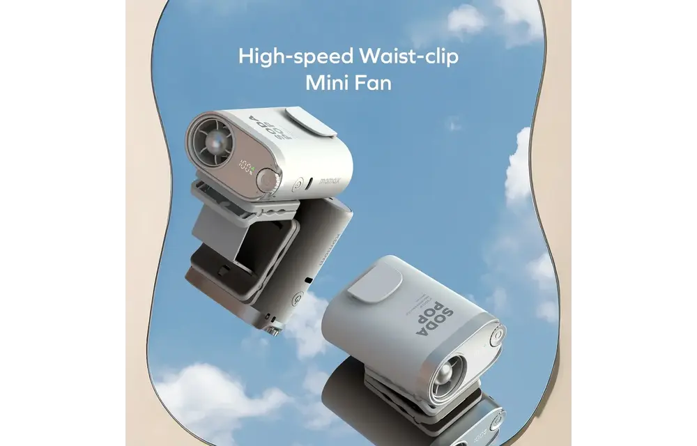 Momax 1 Go Clip High Speed Waist Clip Mini Fan - White