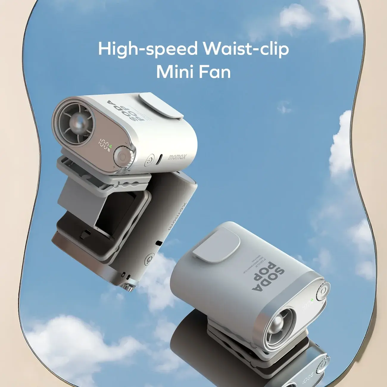 Momax 1 Go Clip High Speed Waist Clip Mini Fan - White