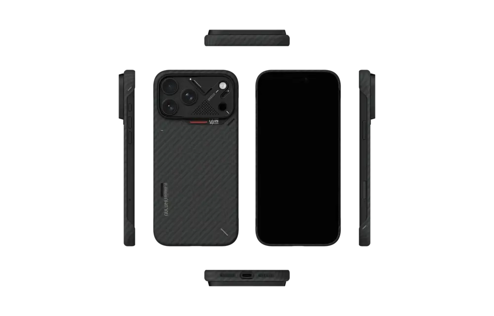 AULUMU A18 Semi Cover Aramid Fiber Case for iPhone 18 Pro Max / 17 Pro Max - Black