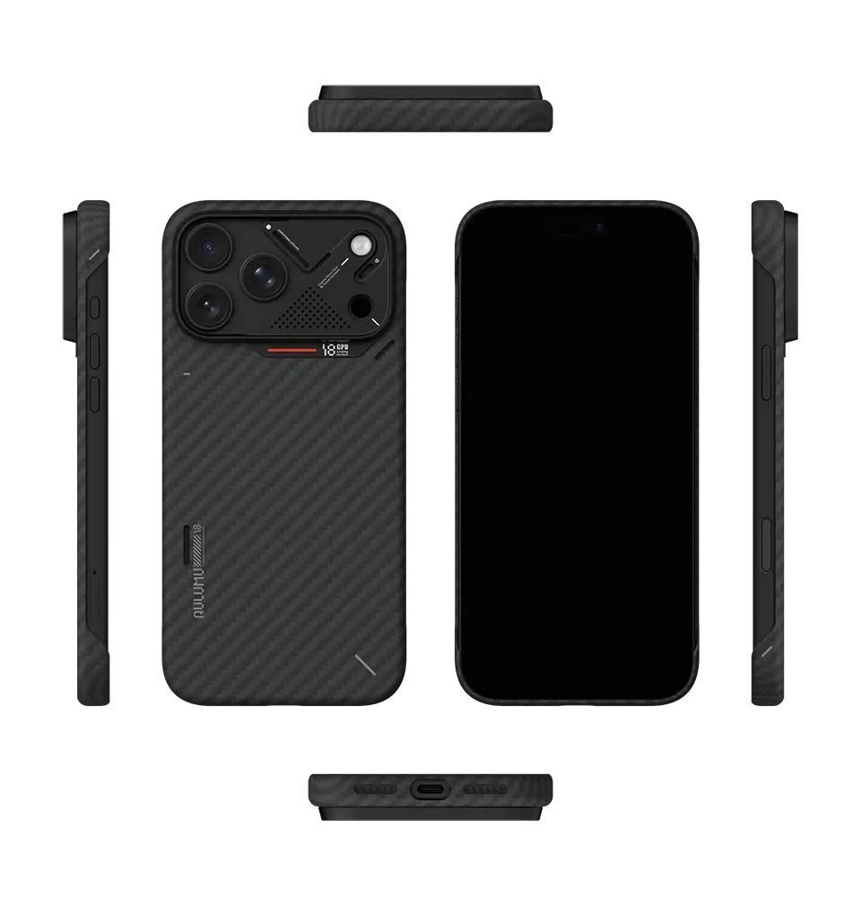 AULUMU A18 Semi Cover Aramid Fiber Case for iPhone 18 Pro Max / 17 Pro Max - Black
