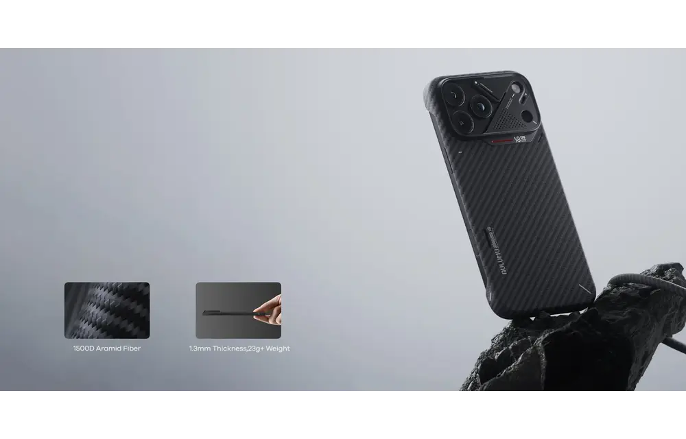 AULUMU A18 Semi Cover Aramid Fiber Case for iPhone 18 Pro Max / 17 Pro Max - Black