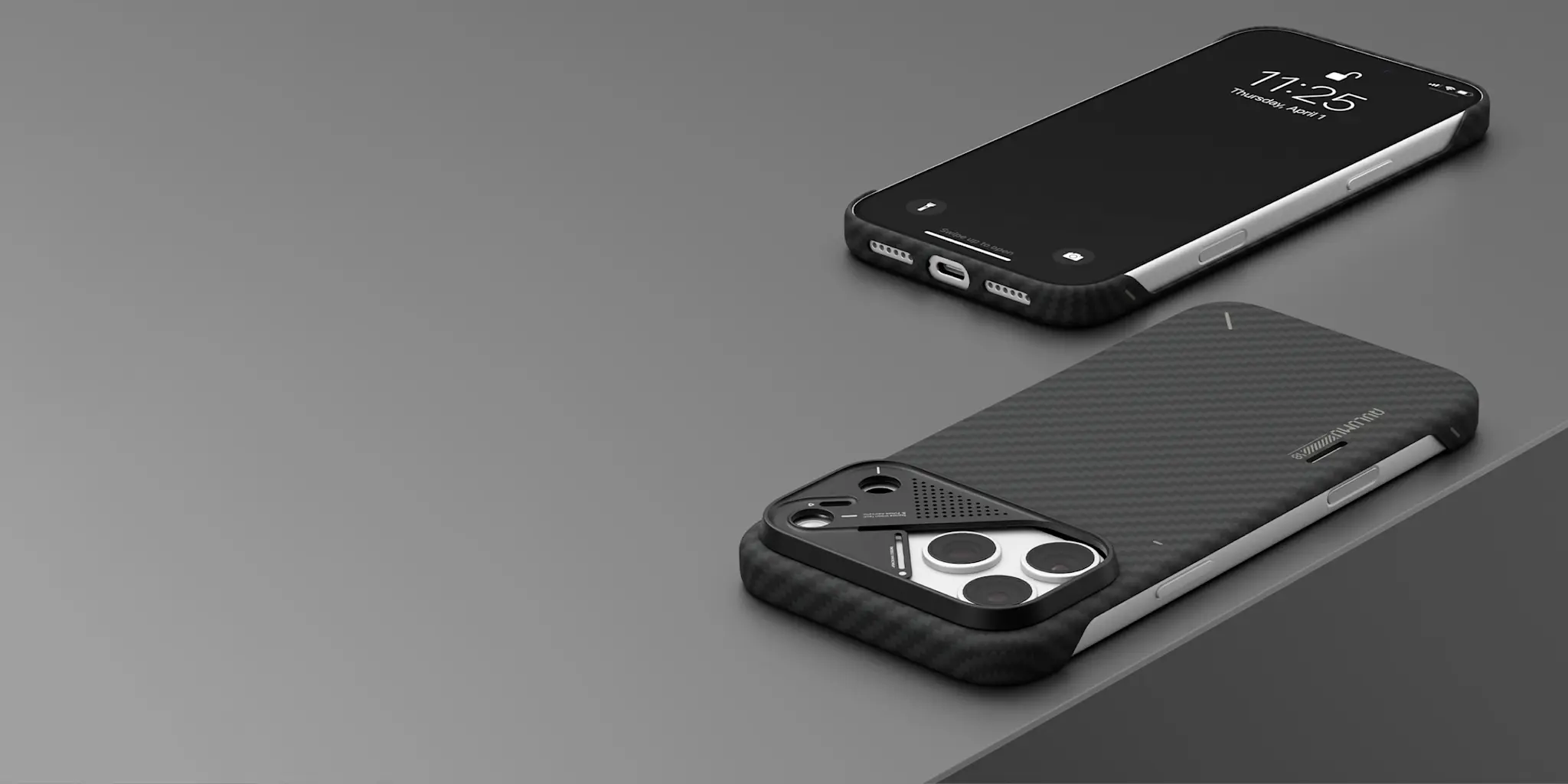 AULUMU A18 Semi Cover Aramid Fiber Case for iPhone 18 Pro Max / 17 Pro Max - Black