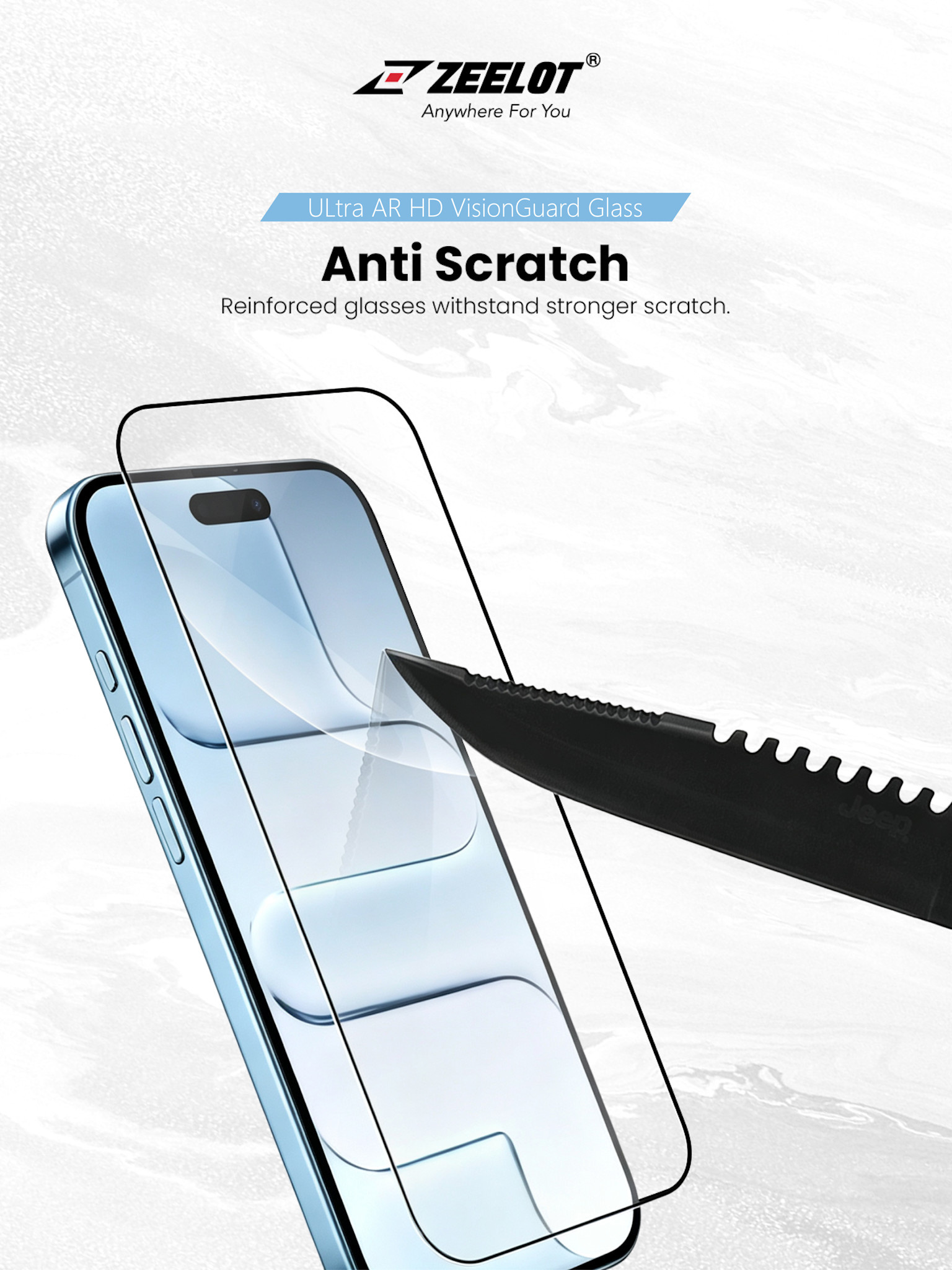 Zeelot Solidsleek 2.5D+ KK9 Supper Glass Ultra HD VisionGuard with Installation Kit for iPhone Duo - Retina Clear