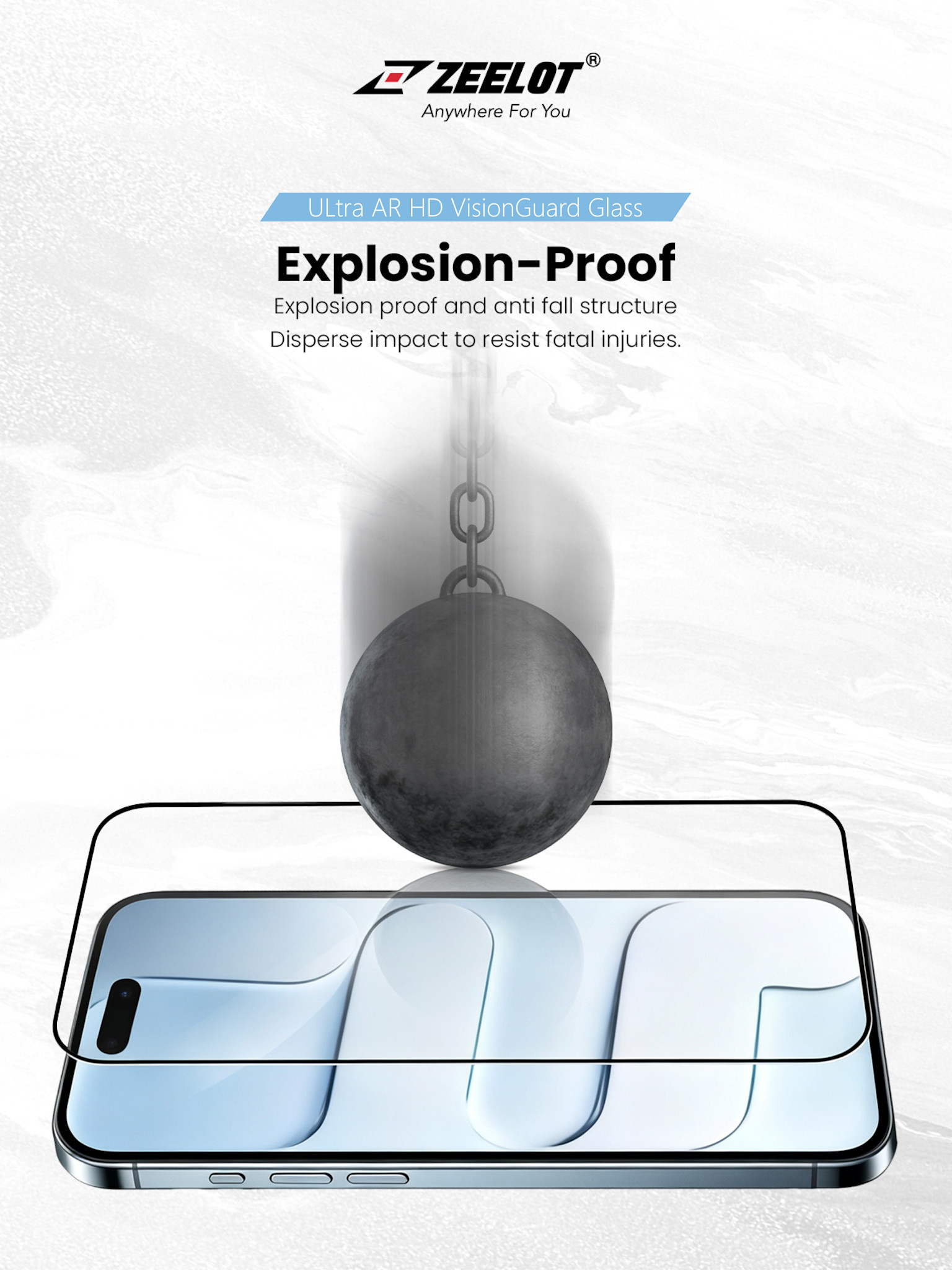 Zeelot Solidsleek 2.5D+ KK9 Supper Glass Ultra HD VisionGuard with Installation Kit for iPhone Duo - Retina Clear