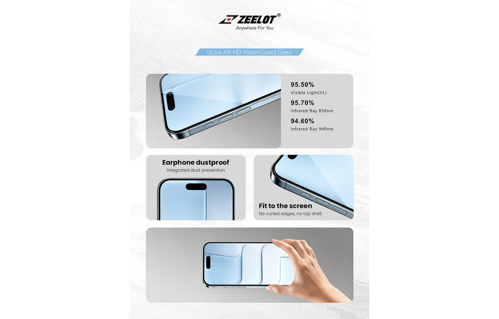 Zeelot Solidsleek 2.5D+ KK9 Supper Glass Ultra HD VisionGuard with Installation Kit for iPhone Duo - Retina Clear