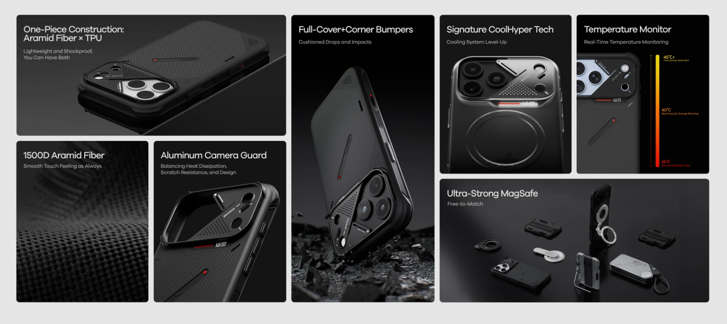 AULUMU A18 Armor ShockProof Aramid Fiber MagSafe Case for iPhone 18 Pro Max / 17 Pro Max - Black