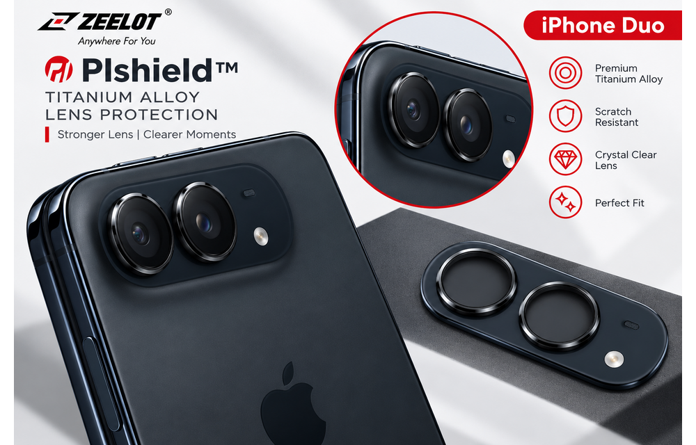 Zeelot Pishield Sturdy Titanium Alloy Lens Protector for iPhone Duo - Black
