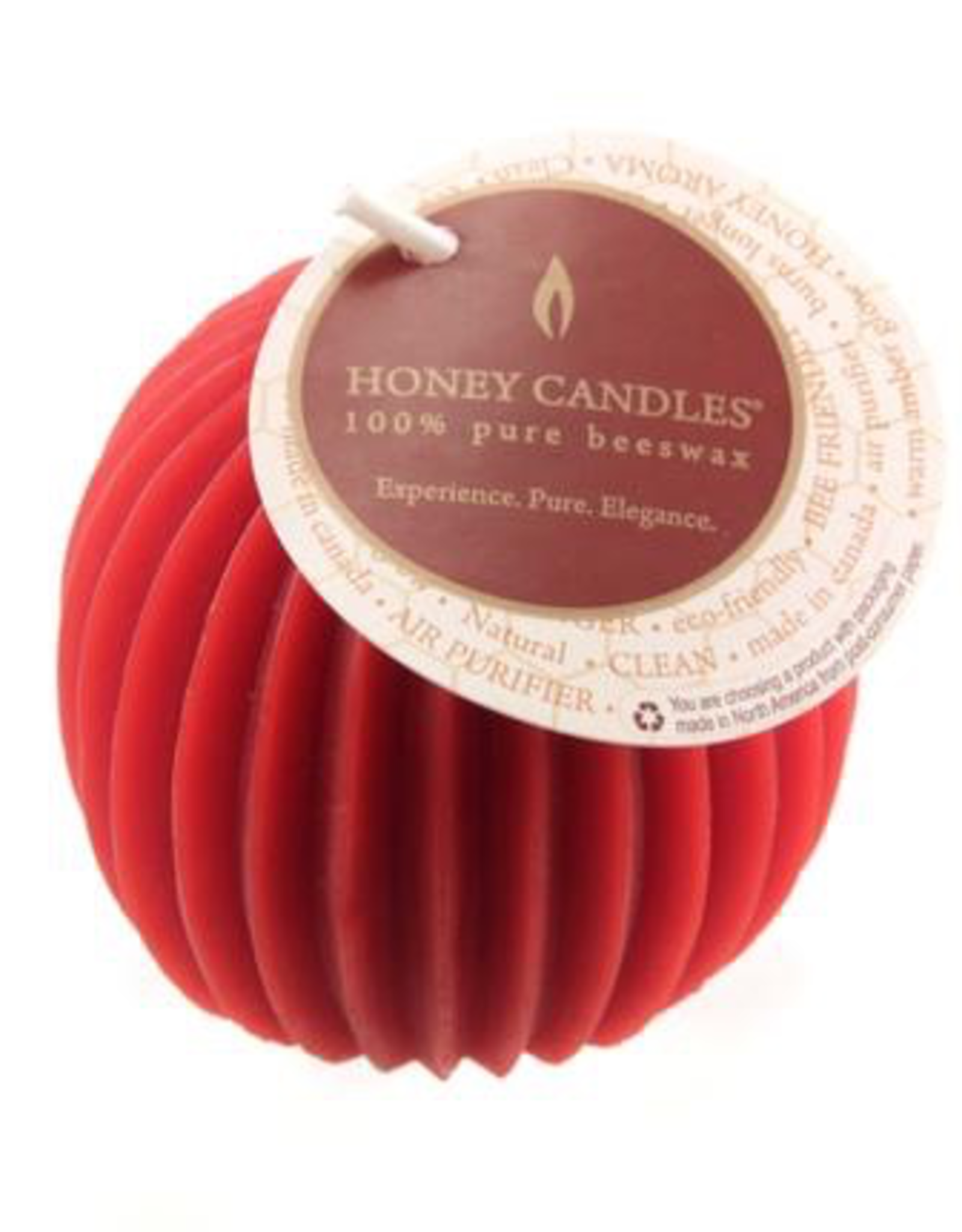 Honey Candles Honey Candles Fluted Sphere-Red