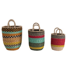CC-BL CC-BL Seagrass Woven Handled Basket Large 15"