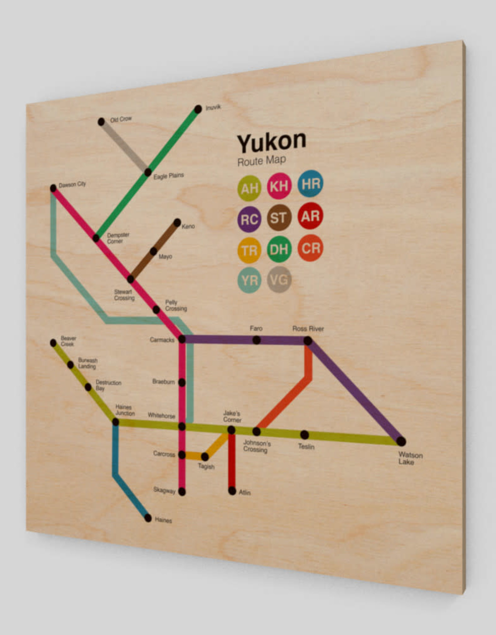 The Collective Good The Collective Good Yukon Route Map Wood-12x12