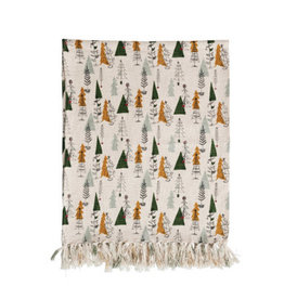 CC-BL CC-BL Cotton Throw Blanket w. Christmas Tree