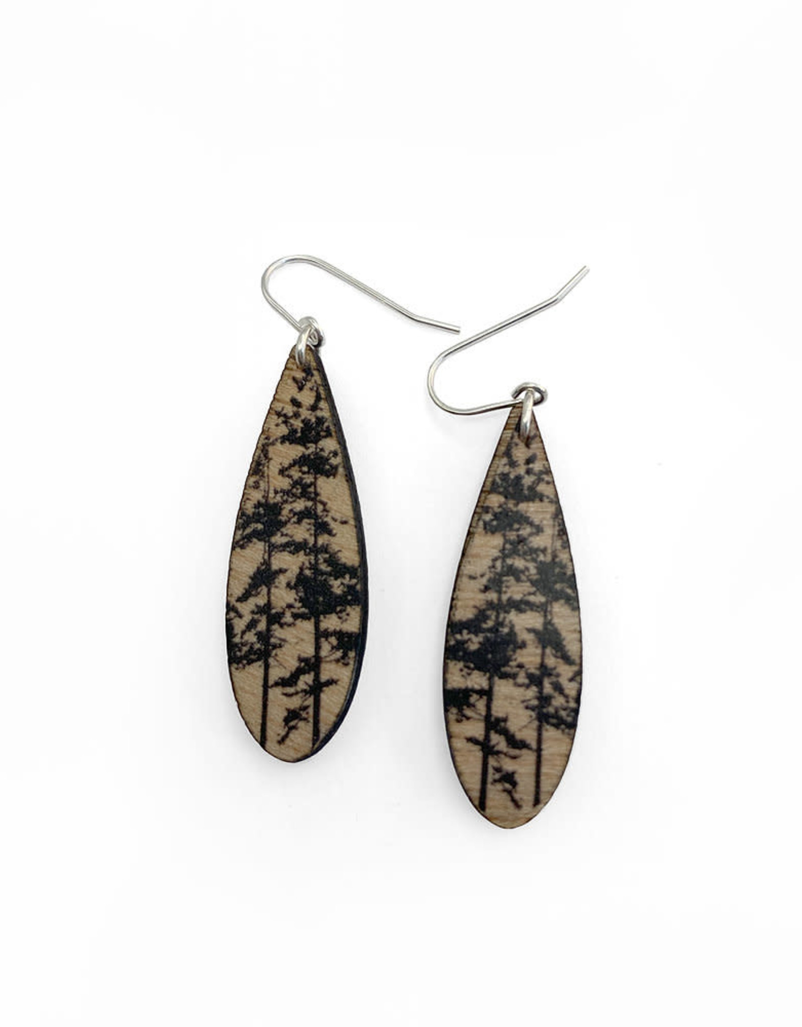 Black Drop Designs Black Drop Designs Drip Forest Wood Earrings