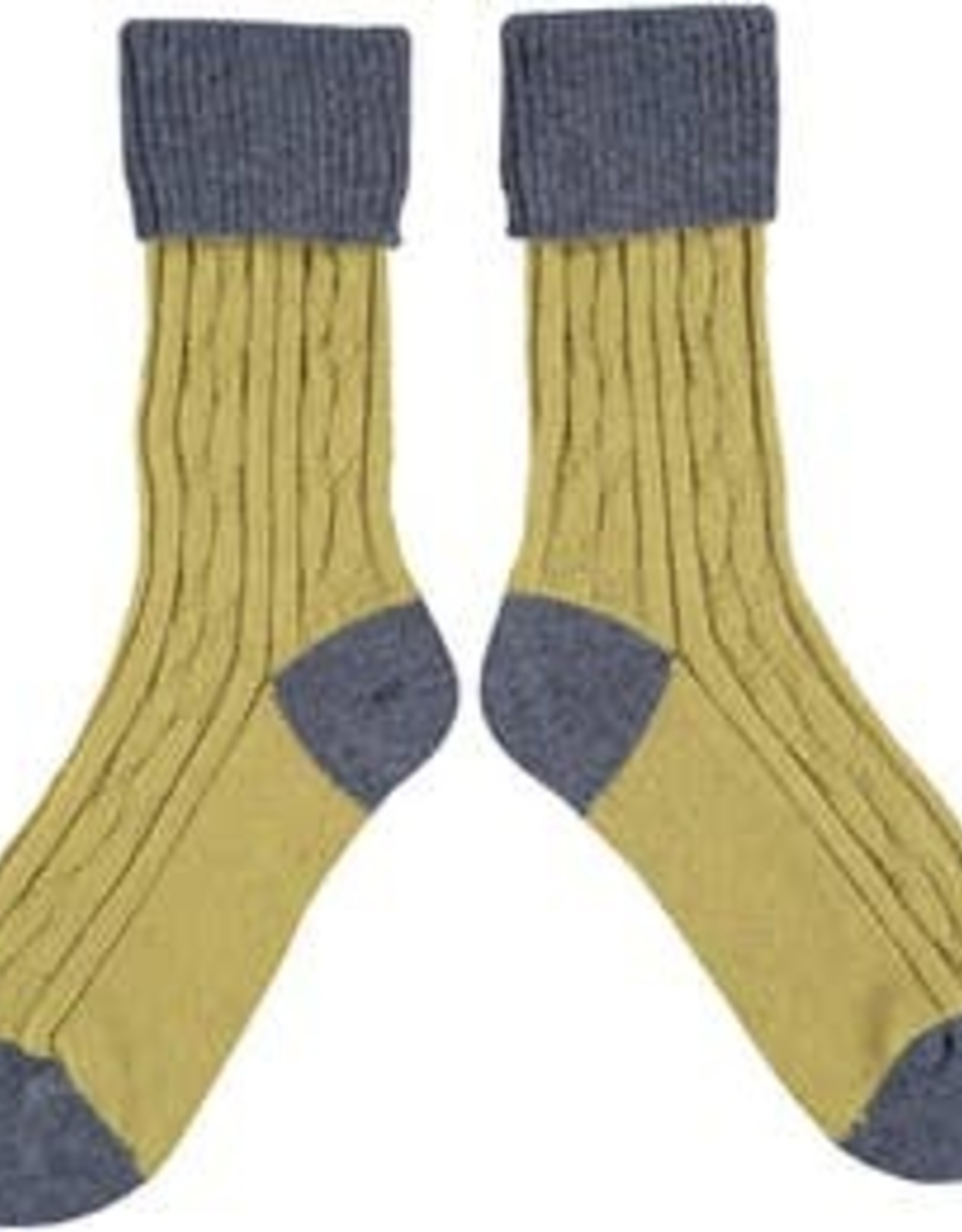 Catherine Tough - Cashmere /Wool Blend Slouch Socks - Lime & Slate (LG)
