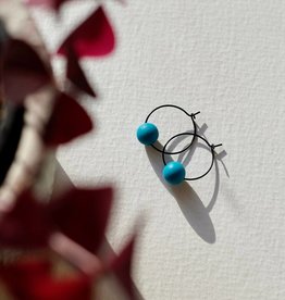 Copper Bee - Colour Pop Bead Hoop Earrings - Turquoise