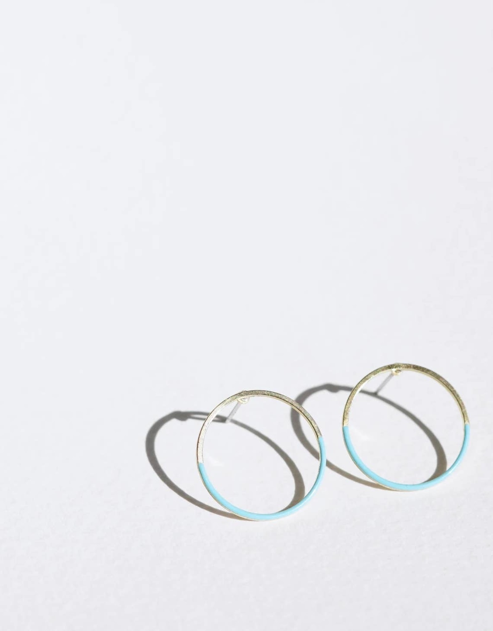 Copper Bee - Circle Brass & Turquoise Hoops
