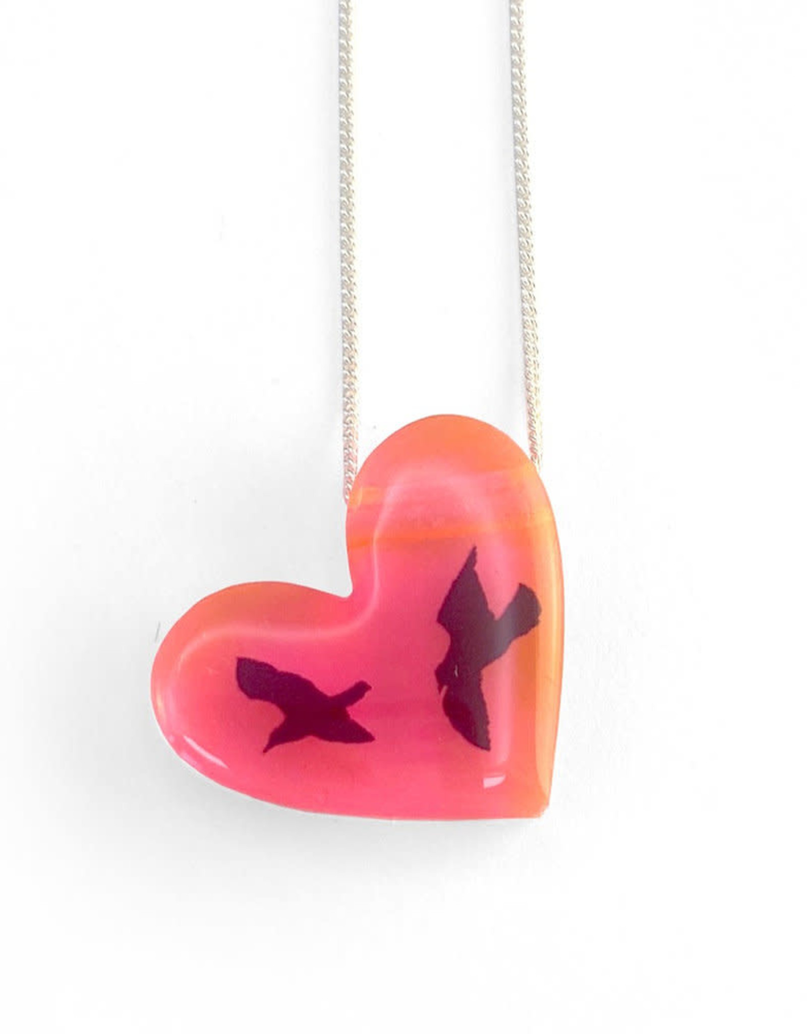 Black Drop Designs Black Drop Designs Pendant - Pink Heart Birds
