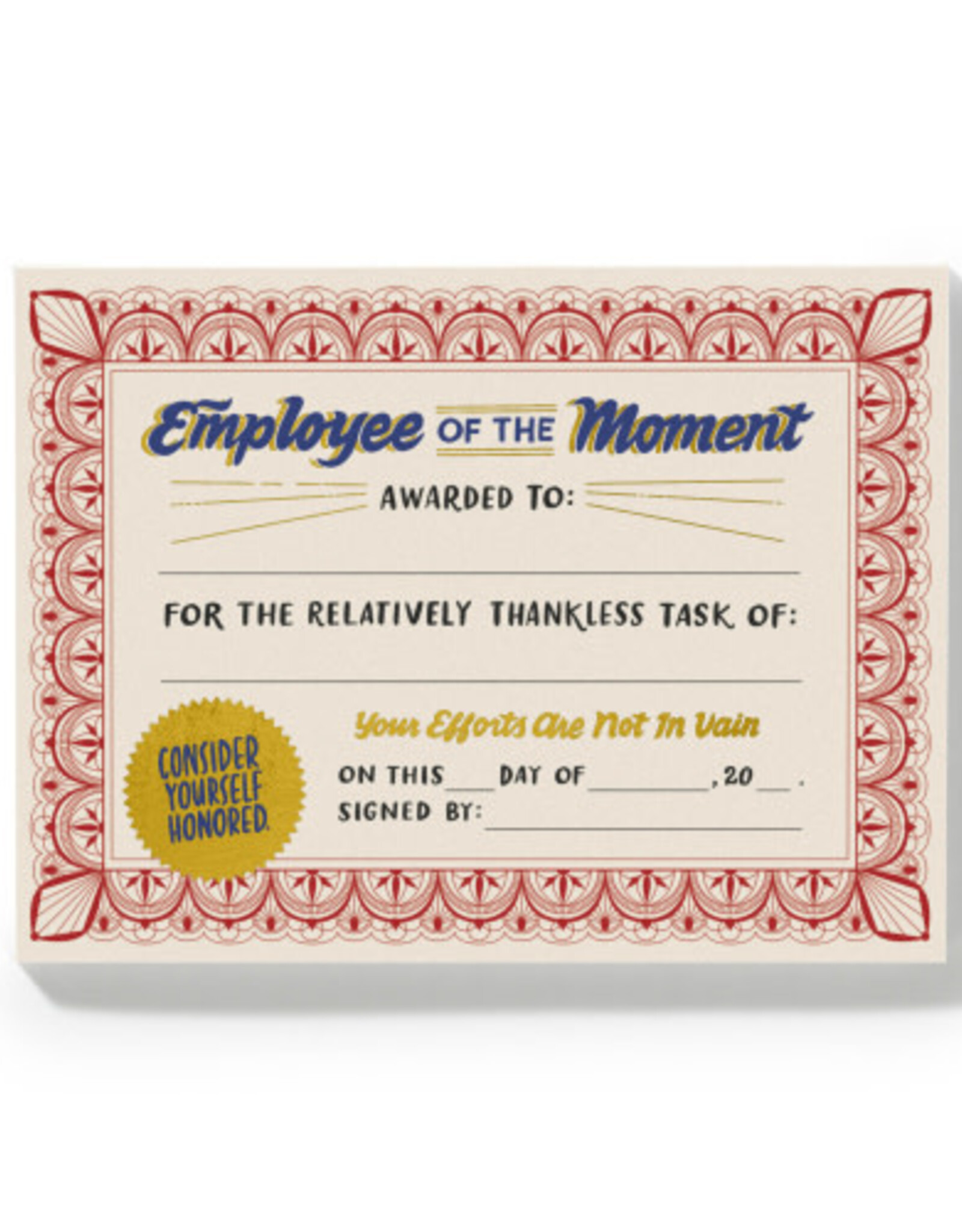 Em & Friends Em & Friends Certificate Pad - Employee of the Moment