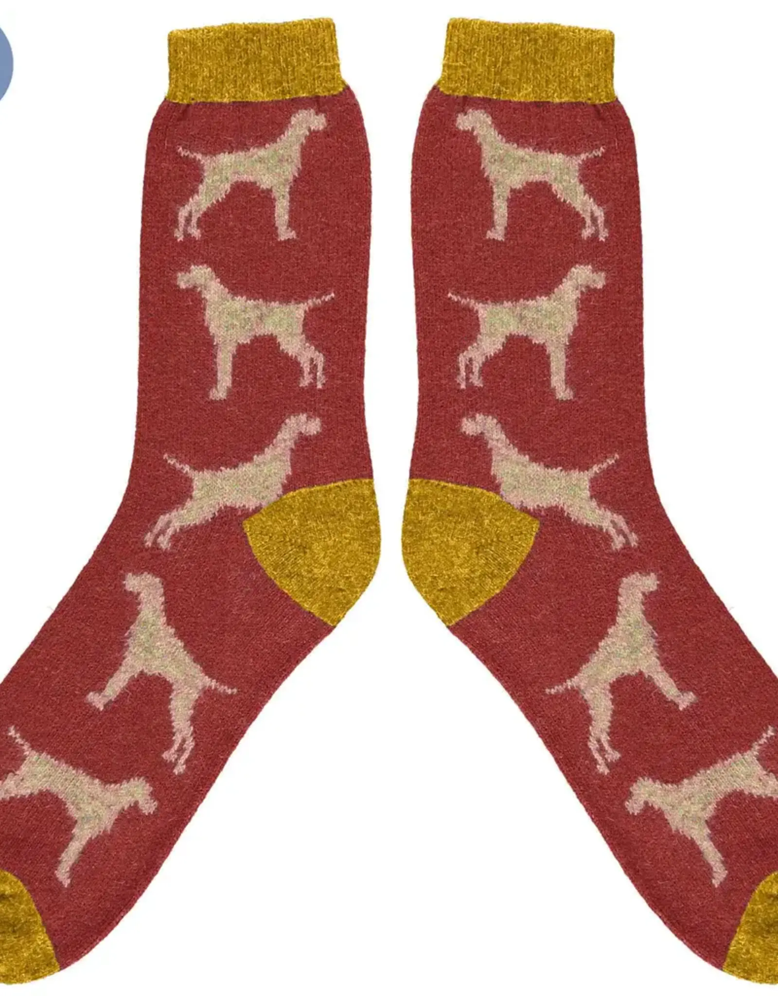 Catherine Tough - Lambswool Ankle Socks - Dog Dark Red (Large)