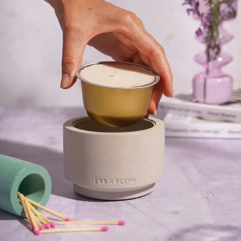 Ebb & Flow E&F Refillable Candle Set - Stone Amber Smoke