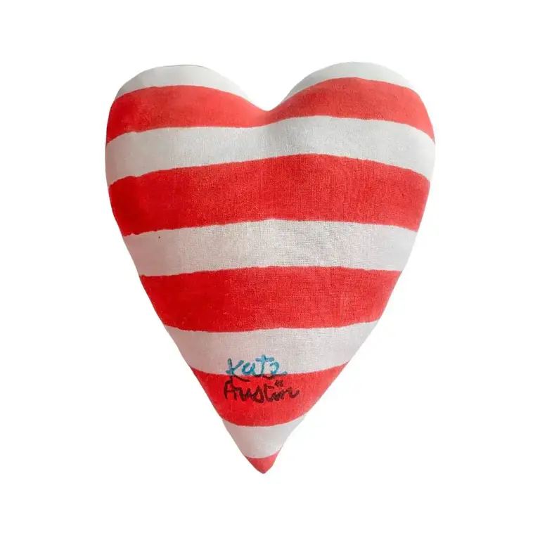 Kate Austin Kate Austin Heart Pillow Red/White  Stripe