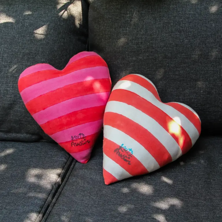 Kate Austin Kate Austin Heart Pillow Red/White  Stripe