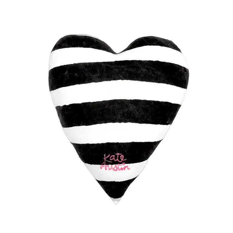 Kate Austin Kate Austin Heart Pillow Black/White Stripe