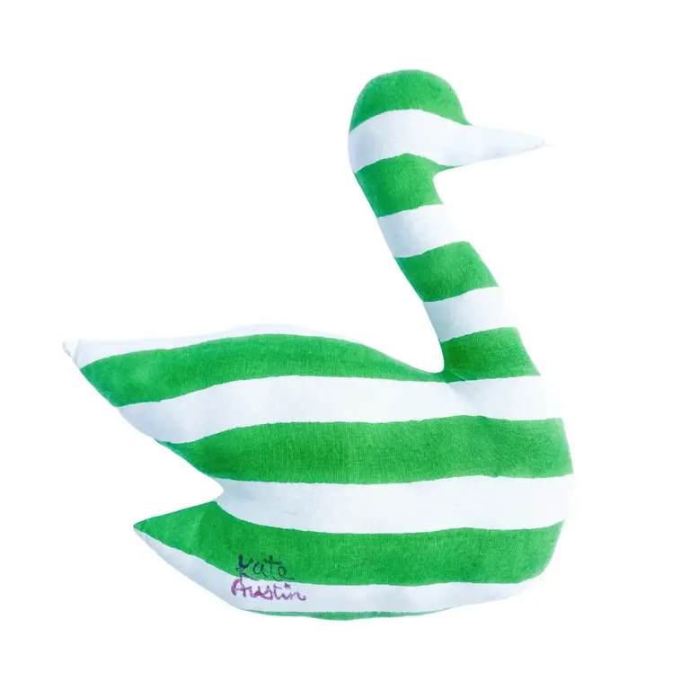 Kate Austin Kate Austin Swan Pillow Green/White Cabana Stripe