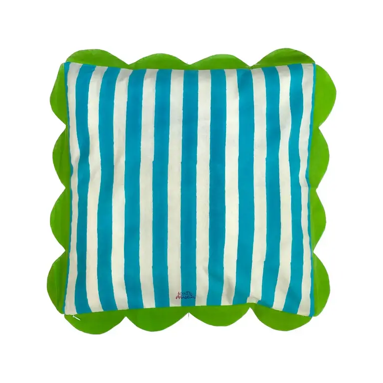 Kate Austin Kate Austin Cabana Stripe Cushion Cyan/Green 20x20
