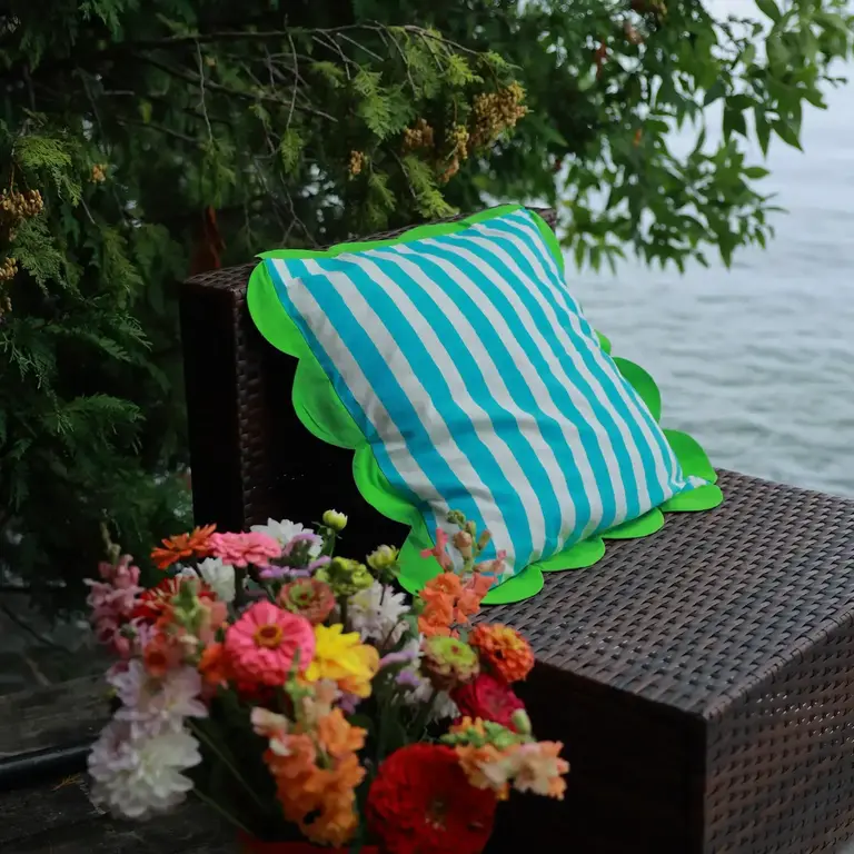 Kate Austin Kate Austin Cabana Stripe Cushion Cyan/Green 20x20