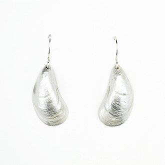 Morning Moon Mussel Earrings - Frosted Sterling Silver Morning Moon Mussel Earrings - Frosted Sterling Silver