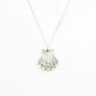 Morning Moon Scallop Shell Pendant - Oxidized Sterling Silver Morning Moon Scallop Shell Pendant - Oxidized Sterling Silver