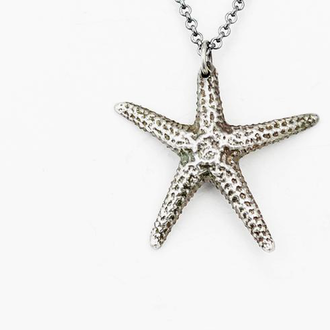 Morning Moon Starfish Pendant - Oxidized Sterling Silver Morning Moon Starfish Pendant - Oxidized Sterling Silver