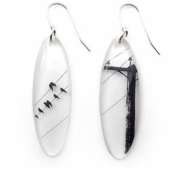 Black Drop Designs Black Drop Tall Oval Crow Pole Earrings Black Drop Designs Black Drop Tall Oval Crow Pole Earrings