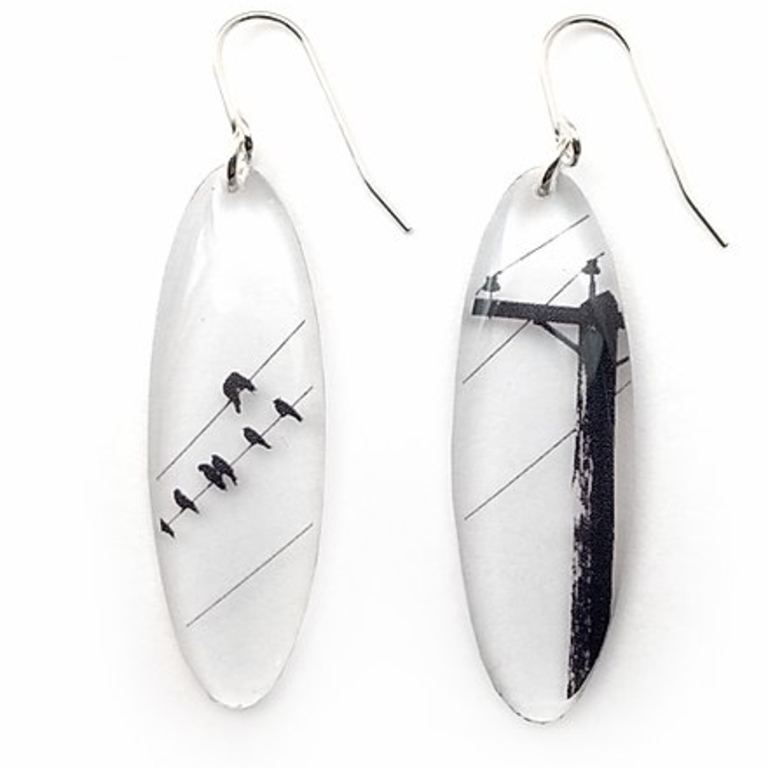 Black Drop Designs Black Drop Tall Oval Crow Pole Earrings