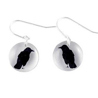 Black Drop Designs Black Drop Round Crow Earrings Black Drop Designs Black Drop Round Crow Earrings