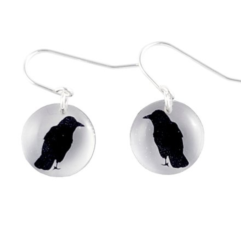 Black Drop Designs Black Drop Round Crow Earrings