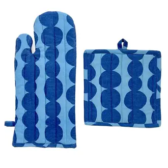 See Design Donna Gorman Oven Mitt / Holder Set - Totem Blue See Design Donna Gorman Oven Mitt / Holder Set - Totem Blue