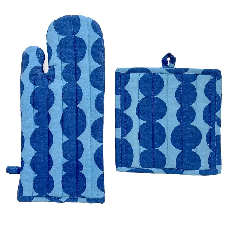 See Design Donna Gorman Oven Mitt / Holder Set - Totem Blue