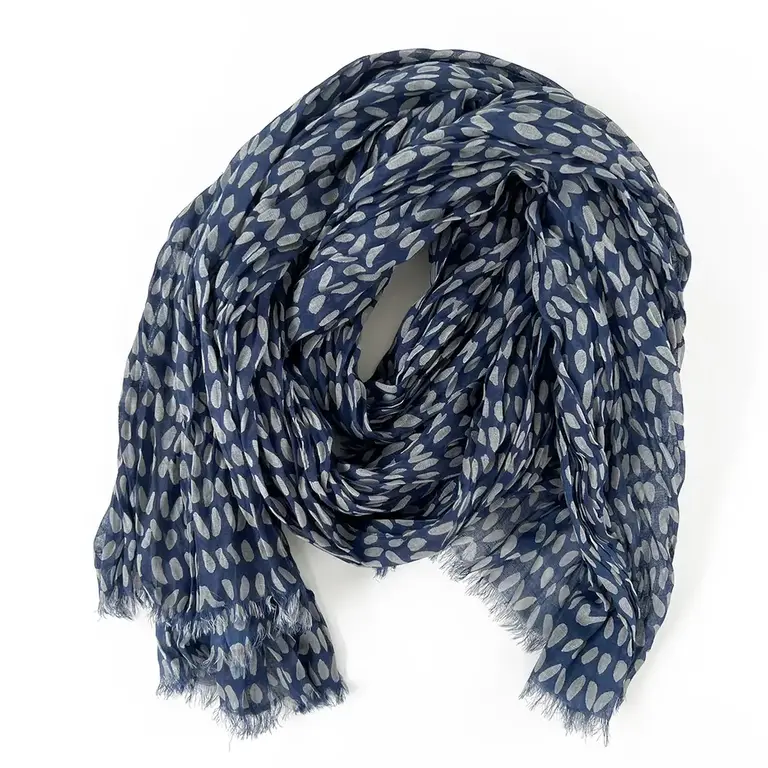 See Design Donna Gorman Cotton Scarf - Speck Grey/Indigo